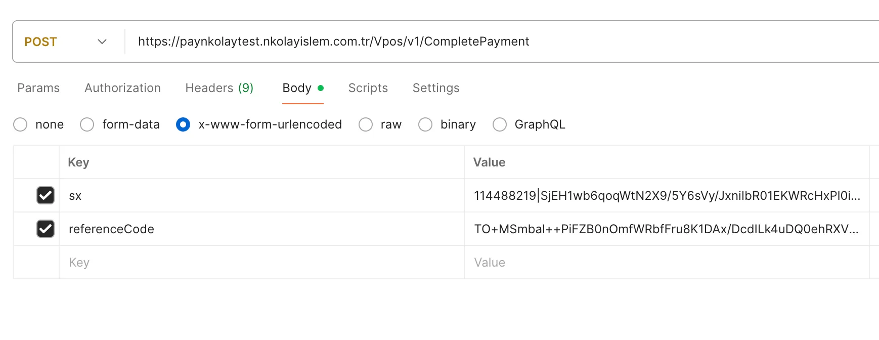 Payment Completion Service Request